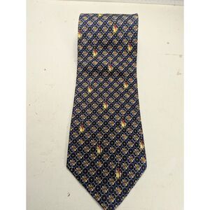 Crocodile Men's Silk Blue Geometric Equestrian Polo Player Tie Neckwear
